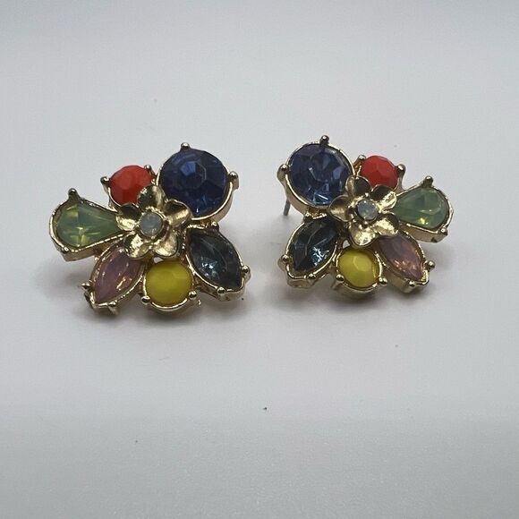 Colorful Floral Cluster Earrings - Picture 1 of 7